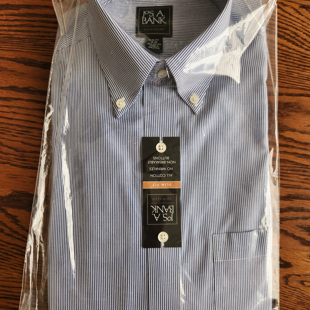Jos. A. Bank Blue Striped Men's Shirt Slim Fit
